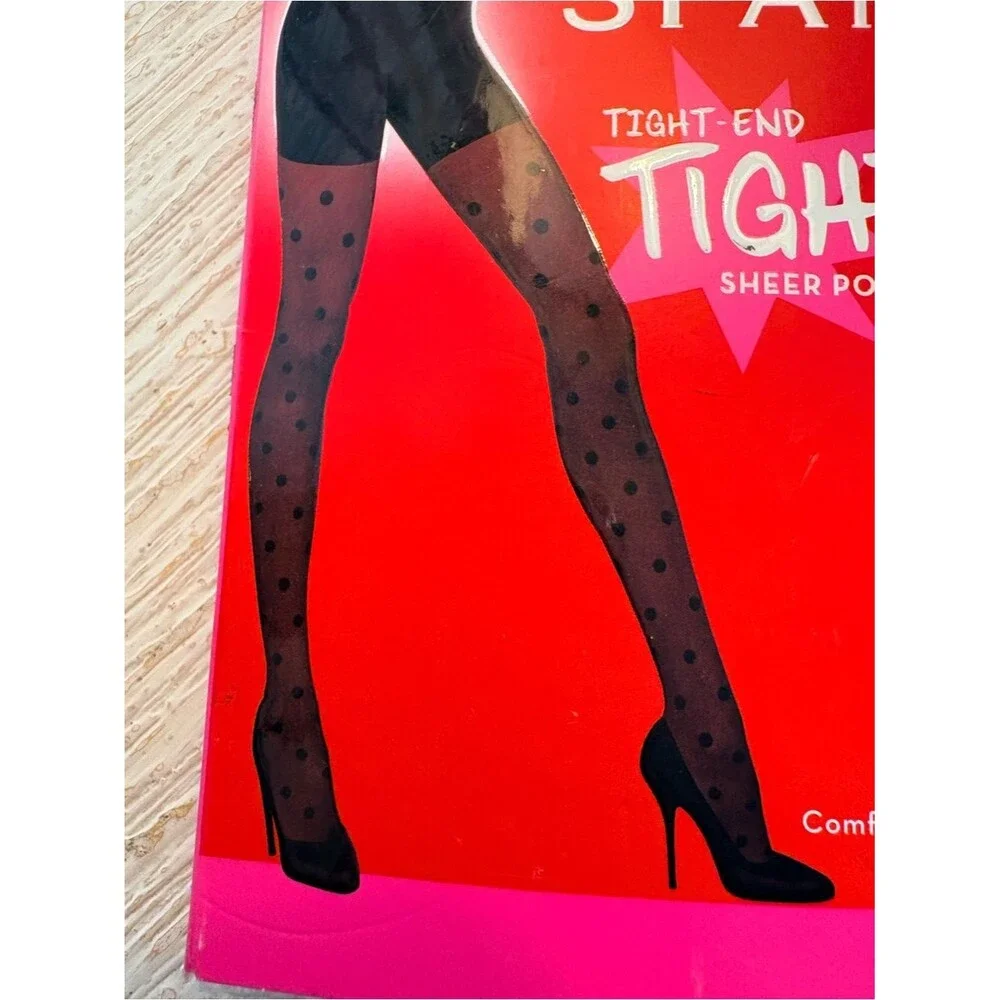 NWT Spanx Black Polka Dot Tights Size C